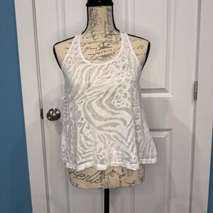 Forever 21 Burnout Animal Print Racerback Tank Top Size Small Zebra Leopard